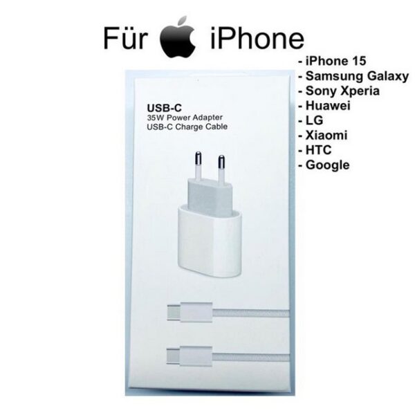 OIITH Apple iPhone 15, Samsung, Huawei, 35 Watt Adapter + 60W USB-C auf U Smartphone-Ladegerät