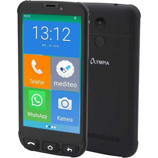 Olympia NEO MINI Seniorenhandy (Senioren Smartphone, extragroße Darstellung, 5 Zoll Display, schwarz)