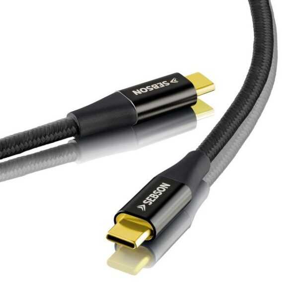 SEBSON USB C Kabel 0,5m auf USB C, Ladekabel / Datenkabel 3.1 Gen2, schwarz Smartphone-Kabel, (50 cm)