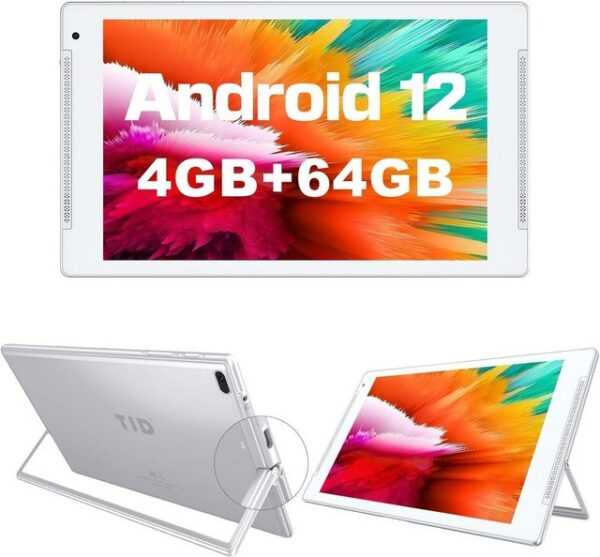 TJD Tablet (10", 64 GB, Android 12, Tablet mit Halter, 4GB RAM, FHD IPS 5G Wi-Fi 8MP+2MP Kamera Google GMS)