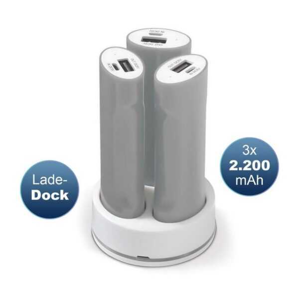 TOPPOINT 3er Set USB Power Bank mit Ladestation Powerbank 6600 mAh (5 V), insgesamt 6600mAh Kapazität, für Smartphone, Tablet & Co.