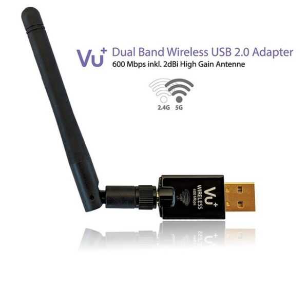 VU+ VU+® Dual Band Wireless USB 2.0 Adapter 600 Mbps inkl. Antenne SAT-Receiver