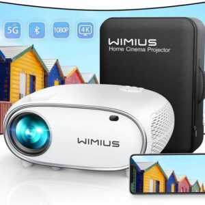 WiMiUS 5G WiFi Bluetooth Full HD 1080P Portabler Projektor (12000 lm, 15000:1, 1920*1080 px, Ultimatives Heimkinoerlebnis: Beeindruckende Bildwelten)