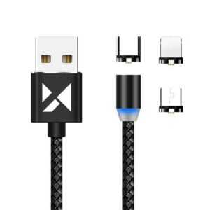 Wozinsky Magnetkabel USB / Micro USB / USB Type C / iPhone-Anschluss 2.4A Smartphone-Kabel, (100 cm)