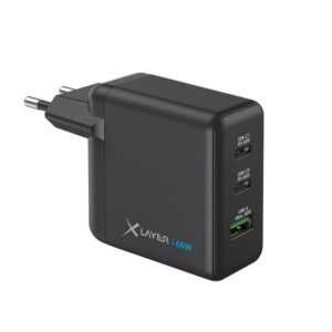 XLAYER Powercharger 65W USB-C Schnellladegerät GaN Technologie 3-Port Smartphone-Ladegerät