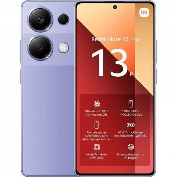 Xiaomi Redmi Note 13 Pro 4G 256 GB / 8 GB - Smartphone - purple Smartphone (6,67 Zoll, 256 GB Speicherplatz)