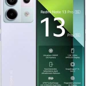 Xiaomi Redmi Note 13 Pro 5G 256Gb Smartphone (16,94 cm/6,67 Zoll, 256 GB Speicherplatz, 200 MP Kamera)