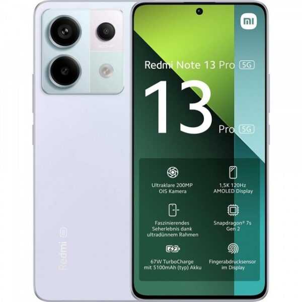 Xiaomi Redmi Note 13 Pro 5G 512 GB / 12 GB - Smartphone - aurora purple Smartphone (6,67 Zoll, 512 GB Speicherplatz)