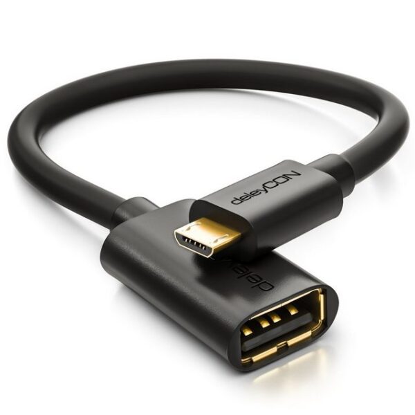 deleyCON deleyCON 0,2m USB 2.0 OTG Adapter für Handy/Smartphone/Tablet - Micro USB-Kabel