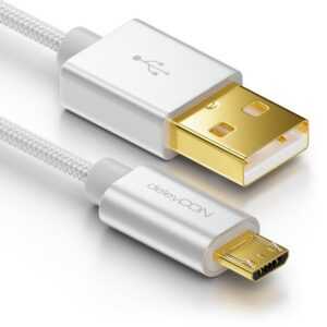 deleyCON deleyCON Micro USB Kabel 2m Nylon + Metallstecker - Silber Smartphone-Kabel