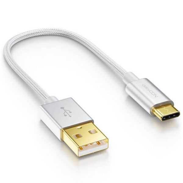 deleyCON deleyCON USB C Kabel 0,15m Nylon + Metallstecker auf USB 2.0 (Typ-A) Smartphone-Kabel