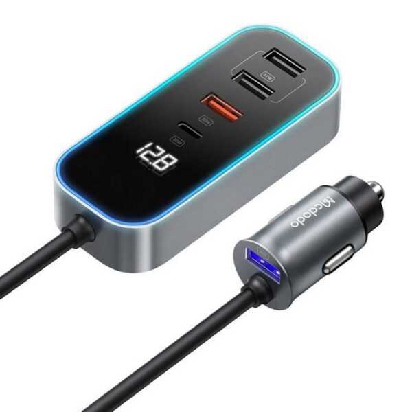 mcdodo CC-1900 Autoladegerät 107W 4USB+1USB-C Digitalanzeige und 1,5 m Kabel Smartphone-Ladegerät