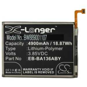 vhbw Ersatz für Samsung EB-BA136ABY, GH82-27431A für Smartphone-Akku Li-Polymer 4900 mAh (3,85 V)