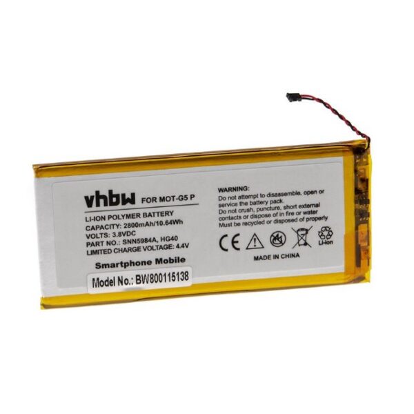 vhbw Smartphone-Akku Ersatz für Originalteilebezeichnungen/Substitute Motorola HG40 für Mobilfunk (2800mAh, 3,8V, Li-Polymer) 2800 mAh