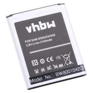 vhbw Smartphone-Akku passend für Kompatibel mit Samsung Galaxy Grand, Grand Duos, S3 Alpha, S3, S 3 Mobilfunk (2100mAh, 3,8V, Li-Ion) 2100 mAh