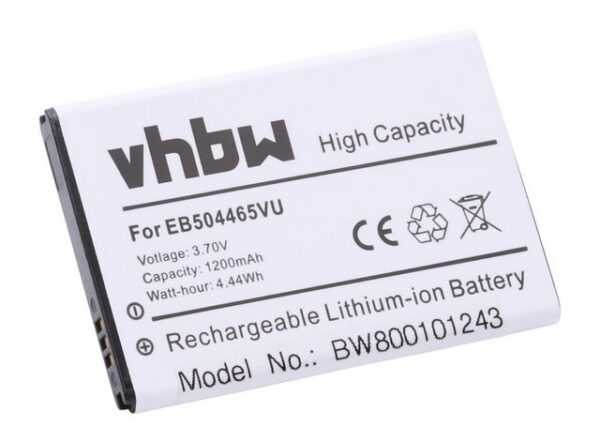 vhbw Smartphone-Akku passend für Kompatibel mit Samsung SCH-F859, SCH-I400, SCH-LC11 Mobilfunk (1200mAh, 3,7V, Li-Ion) 1200 mAh