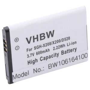 vhbw Smartphone-Akku passend für Samsung SGH-E2120, SGH-E2121, SGH-E2210, SGH-E250, SGH-E380, SGH-E500 Mobilfunk (600mAh, 3,7V, Li-Ion) 600 mAh