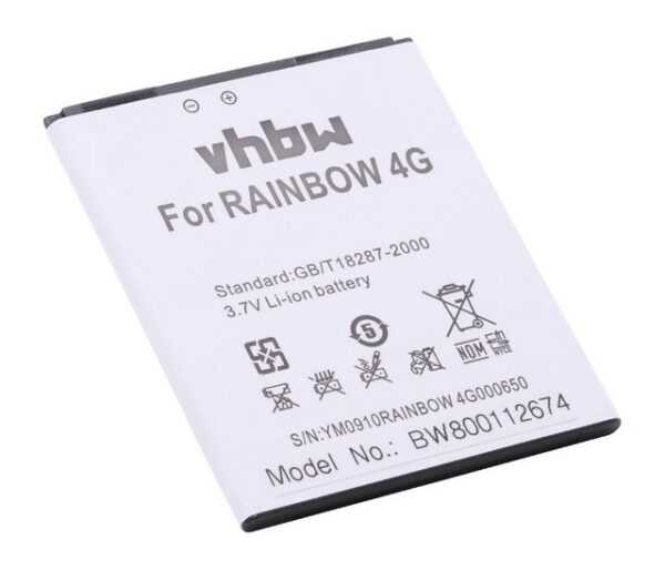 vhbw Smartphone-Akku passend für Wiko Wax, Rainbow 4G Mobilfunk (2500mAh, 3,7V, Li-Ion) 2500 mAh