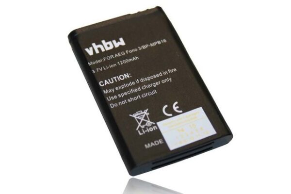 vhbw kompatibel mit AEG Fono 3 Smartphone-Akku Li-Ion 1200 mAh (3,7 V)