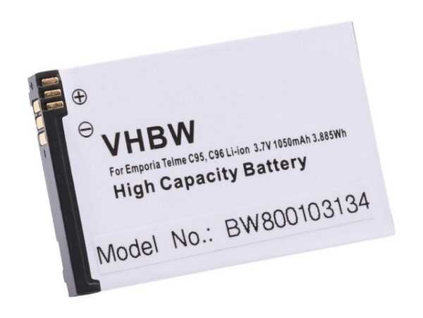 vhbw kompatibel mit Emporia Telme C100, C115, C95, C96, C135 Smartphone-Akku Li-Ion 1050 mAh (3,7 V)