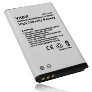 vhbw kompatibel mit Nokia 1111, 2310, 1208, 1100, 1200, 1110, 1112, 1600 Smartphone-Akku Li-Ion 1000 mAh (3,7 V)