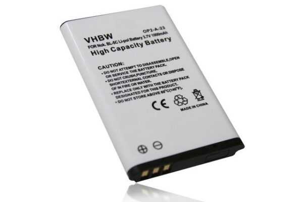 vhbw kompatibel mit Nokia 1111, 2310, 1208, 1100, 1200, 1110, 1112, 1600 Smartphone-Akku Li-Ion 1000 mAh (3,7 V)