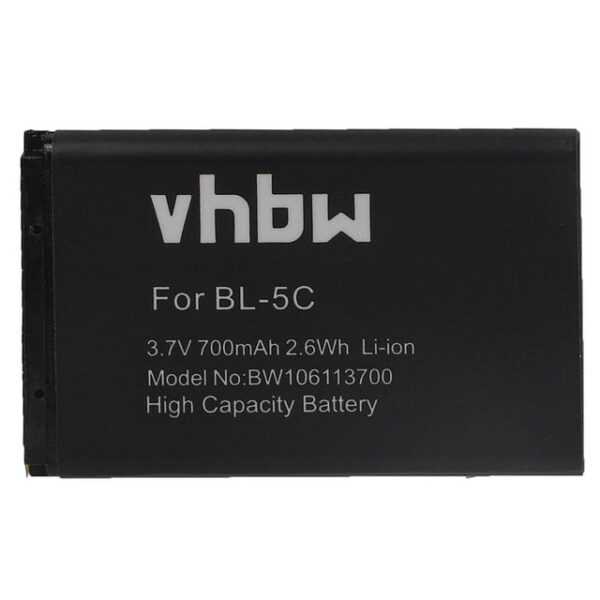 vhbw kompatibel mit Nokia E50, E60, N-Gage N70, N71, N72, N91, C2-01 Smartphone-Akku Li-Ion 700 mAh (3,7 V)