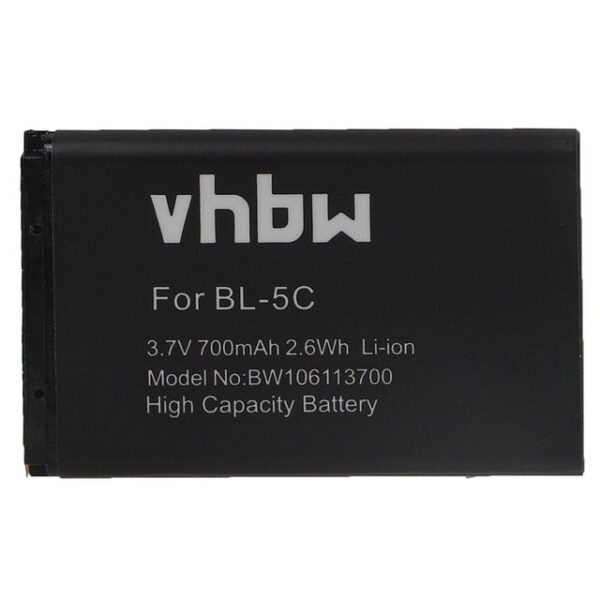 vhbw kompatibel mit Nokia N71, N91, N72, E50, C2-01, N-Gage N70, E60 Smartphone-Akku Li-Ion 700 mAh (3,7 V)