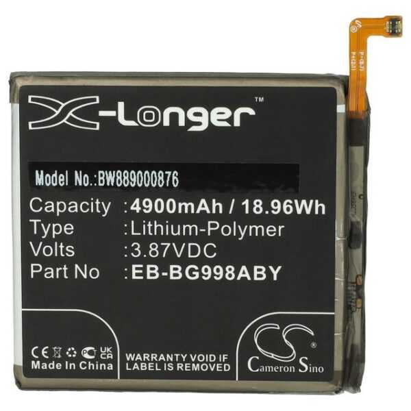 vhbw kompatibel mit Samsung Galaxy S21 Ultra 5G SM-G998W, SM-G998V Smartphone-Akku Li-Polymer 4900 mAh (3,87 V)