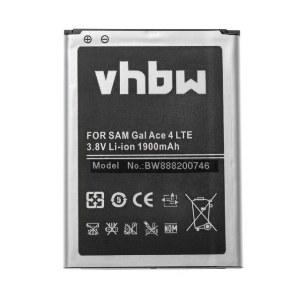 vhbw kompatibel mit Samsung Galaxy SM-G357M (HK), SM-G357FZ (HK) Smartphone-Akku Li-Ion 1900 mAh (3,8 V)