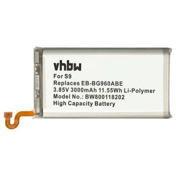 vhbw kompatibel mit Samsung Galaxy SM-G960XU, SM-G960N, WiMAX 2+ Smartphone-Akku Li-Polymer 3000 mAh (3,85 V)