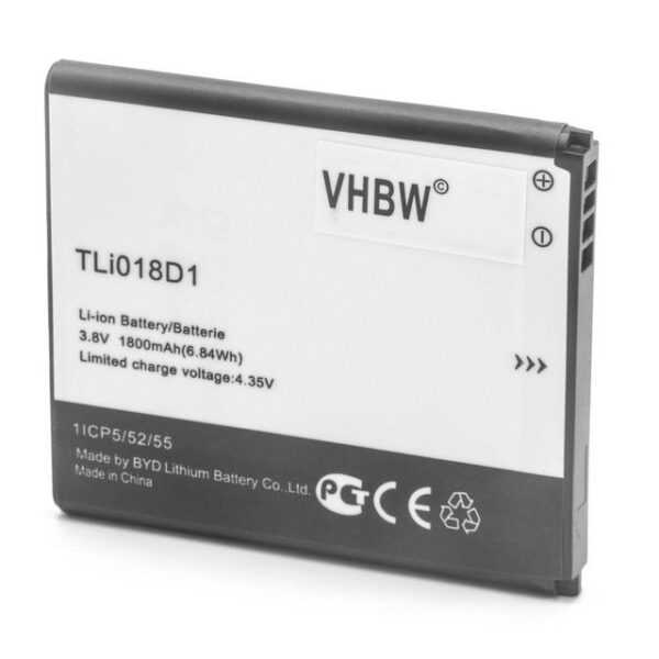 vhbw passend für Alcatel OT-5015A, OT-5015D, OT-5015E, OT-5015X, Y859NC, Smartphone-Akku 1800 mAh