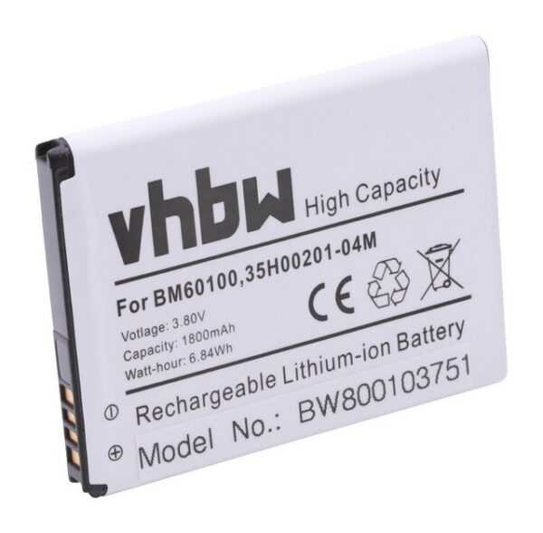 vhbw passend für HTC T5028, T606D, One SC, One ST, One SU, PM60120, T528d, Smartphone-Akku 1800 mAh