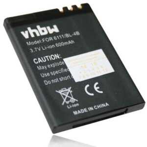 vhbw passend für Nokia 2760, 6111, 7370, N76, 2630, 5000, 7070 Prism, 7373, Smartphone-Akku 600 mAh