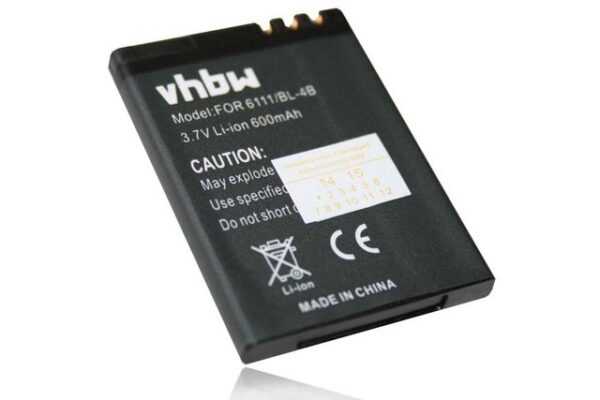 vhbw passend für Nokia 2760, 6111, 7370, N76, 2630, 5000, 7070 Prism, 7373, Smartphone-Akku 600 mAh