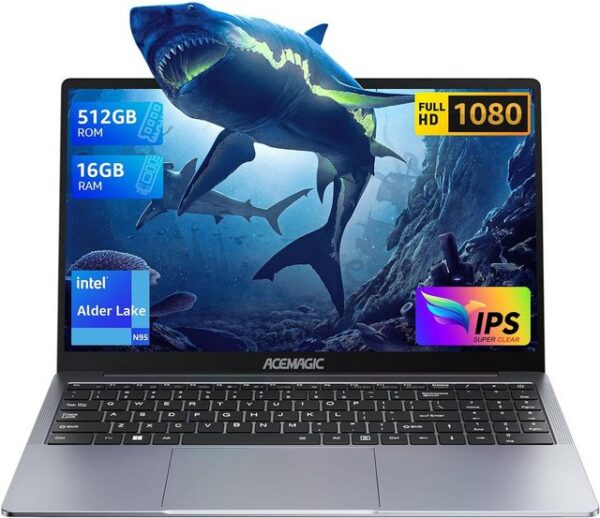 ACEMAGIC Akku N5095, bis zu 3,4 GHz Notebook (Intel, �Intel UHD Graphics, 512 GB SSD, 2.4G/5G WiFi, BT5.0, Type_C, USB3.2, HDMI, Webcam Laptop Büro)