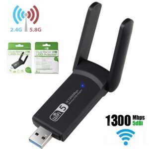 Avisto WLAN-Stick WLAN-Stick USB 3.0 WLAN Adapter,1300Mbps 2.4GHz/5.8GHz Dual Band, Externe 2dBi-Antenne