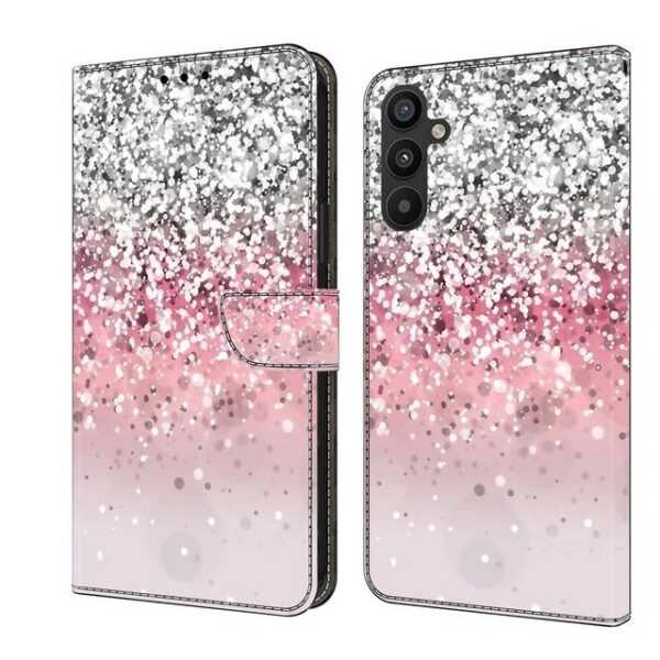 CLM-Tech Handytasche für Samsung Galaxy A35 5G Hülle - Tasche aus Kunstleder Klapphülle (silber und rosa, Handyhülle mit Standfunktion - Wallet Flip Case inklusive Kartenfächer), - Cover Etui mit Magnetverschluss - Galaxy A35 5G Schutzhülle