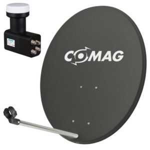 Comag COMAG Antennen-Set 80cm Anthrazit Sat-Anlage Quad (inkl. Ankaro Quad Sat-Spiegel