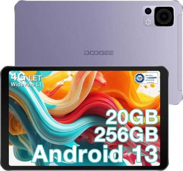 DOOGEE T20 Mini Pro tablet, 20GB RAM (1TB TF) Tablet (8.4", 256 GB, Android 13, 4G LTE, mit 2.3K FHD+ Display, Octa-Core Dual SIM Tablet /5G WiFi/TÜV/OTG)