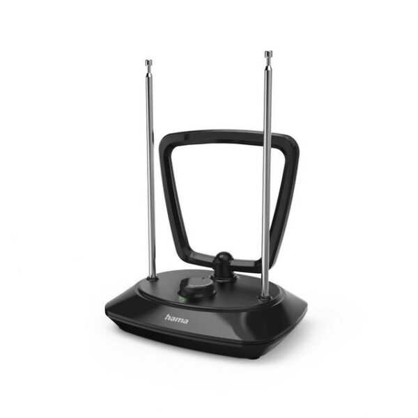 Hama Aktive Zimmerantenne schwarz für DAB+, DAB, DVB-T2, UKW, LED Anzeige Innenantenne (DAB, DAB+, DVB-T2, UKW, für Innenbereich), ringförmig, LTE Filter 5G, einstellbare Verstärkung, TV, Radio