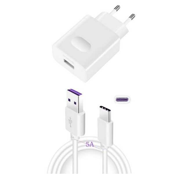 Huawei HW-100400E00 Ladegerät mit Ladekabel, Smartphone-Ladegerät (USB Typ-C, Weiß, 40 Watt, Kabellänge 1 Meter)