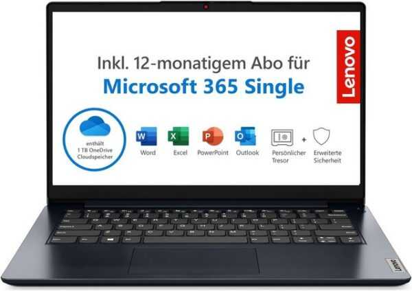 Lenovo IdeaPad Slim 1i Notebook (Intel, 128 GB SSD, Full HD Display QWERTZ inkl. Microsoft 365 3 Monate Premium Care)