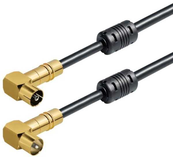 Maxtrack TV-Kabel, IEC Stecker, IEC-Stecker auf IEC-Buchse (1000 cm), High-End Antennen-Kabel, 5-fach geschirmt, 135 dB, Class A+