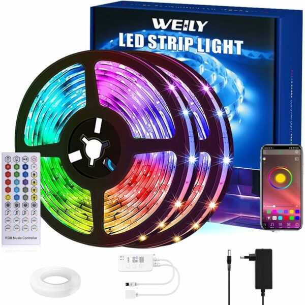 Minkurow - led Bluetooth 10M LED-Streifen 5050 rgb LED-Schlafzimmer Mehrfarbiger flexibler Lichtstreifen, gesteuert über Smartphone-APP,