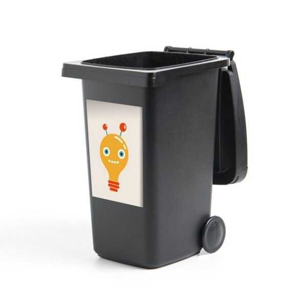 MuchoWow Wandsticker Roboter - Glühbirne - Gesicht - Antenne - Kinder (1 St), Mülleimer-aufkleber, Mülltonne, Sticker, Container, Abfalbehälter