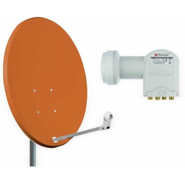 Set SAT-Antenne X80 ziegelrot, mit Quad-LNB - Red Opticum