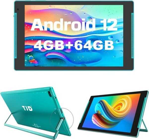 TJD Tablet (10", 64 GB, Android 12, Tablet mit Halter, 4GB RAM, FHD IPS 5G Wi-Fi 8MP+2MP Kamera Google GMS)