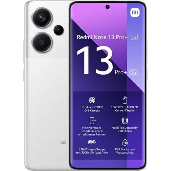 Xiaomi Redmi Note 13 Pro+ 5G 256 GB / 8 GB - Smartphone - moonlight white Smartphone (6,67 Zoll, 256 GB Speicherplatz)