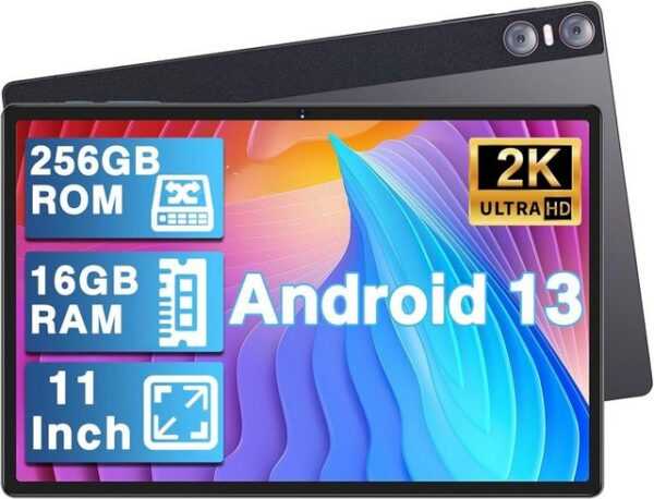 YESTEL 16 GB RAM 4 Lautsprecher, 3 Kameras, GPS, 18W Schnellladung, 8600mAh Tablet (11", 256 GB, Android 13, 5G WiFi, Multimedia-Genuss: Großartiges Display, Kino-Sound & Schnelles Laden)